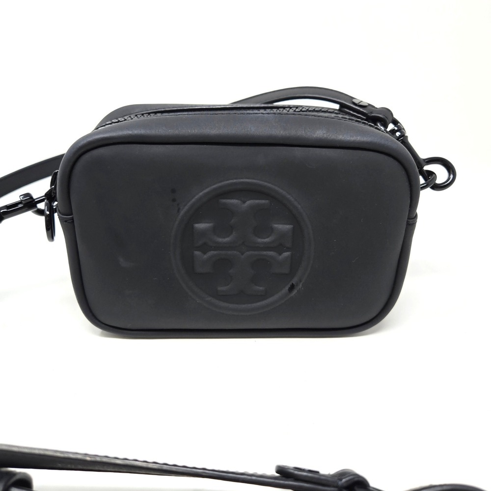 Tory Burch Perry Matte Mini Bag Crossbody Small Black Double Zip Rubber